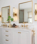 Gold Wall Sconce With Clear Glass, Modern Vanity Lighting Up And Down Indoor Wall Lights for bathroom, metal frame, no bulb