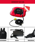 Tankless Underwater Breathing System With Rechargeable Waterproof Air Compressor And Regulator, Surface-Supplied Dive Ventilator For 60-70 Minute Air Time At 9 Meter Depth, Red Freediving And Snorkeling Gear With accessories.