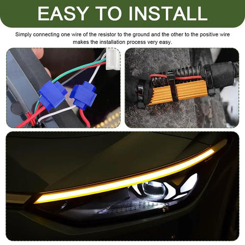 2 Pack 50W 6 Ohm LED Turn Signal Load Resistors installed with easy quick wire clips, showing hyper flash fix process.