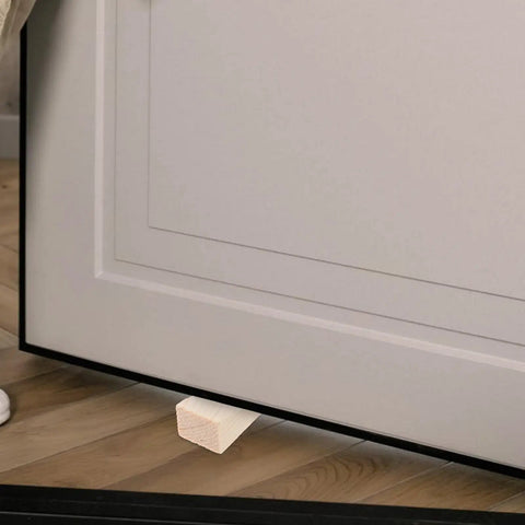 Heavy Duty Wooden Door Stopper Wedges Set of 5 No Slip Triangular Door Holders used to keep a wooden door open on a tile floor