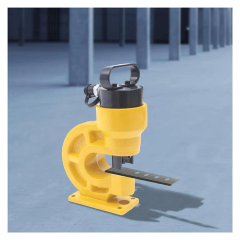 Heavy Duty Hydraulic Crimping Tool And Hole Punching Machine For Bus Bars High Speed Iron Working with yellow frame design.