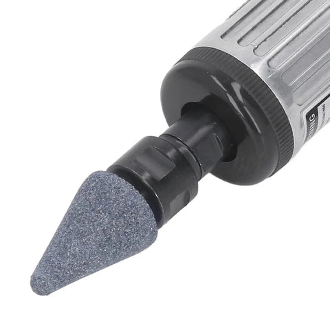 Close-up of Heavy Duty Pneumatic Die Grinder Kit Featuring 22000 Rpm Air Powered Motor and ten piece grinding head set for precise metalwork.