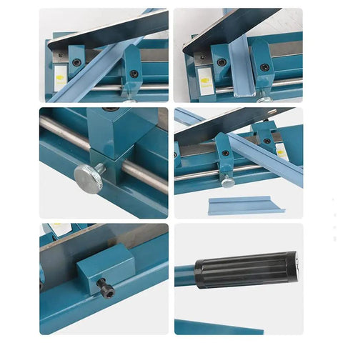 Professional Manual Rail Cutter With Adjustable Angles For Effortless PVC Duct Cutting In Electrical Jobs, detailed view of cutting mechanism.