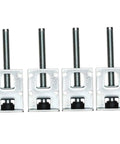 Adjustable Furniture Feet Kit For Home Use, metal brackets and screws for 8 Heavy Duty Table Leg Levelers in a row