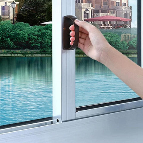 2 Pack Self Stick Wardrobe Handles With Adhesive For Cabinets Drawers And Doors Instant Door Pulls And Drawer Pull Helpers Stick On Handle For Glass Windows And Sliding Doors installed on glass door