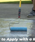 Kick Your Backyard Up A Notch With This Top Shelf Clear Satin Stamped Concrete Sealer being applied with a roller on concrete.