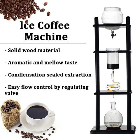 Nailing Your Daily Grind With This Barista Grade Ice Coffee Drip Tower And 1000Ml Glass Brewer showcasing solid wood framing and flow control.