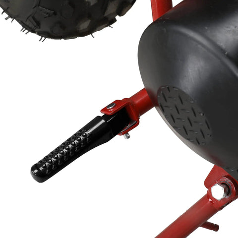Close-up view of steel Mini Bike Foot Pegs Replacement Set For Coleman Powersports CT200U BT200X CT100U attached on a mini bike.