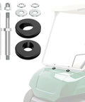 Heavy Duty Golf Cart Front Roof Top Support Repair Kit Locks Down Loose Panels Tight With Stainless Screws Nuts And Washers, detailing bolts, washers, and black bushings.