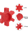 Set of 2 L075 Jaw Coupling Inserts, Urethane Flexible Solid Center Inserts for L-Jaw Couplings, Red, Durable High-Performance Gear Drive Components for Smooth Torque Transmission in Machinery. Red NBR rubber L075 jaw coupling insert, 2 piece