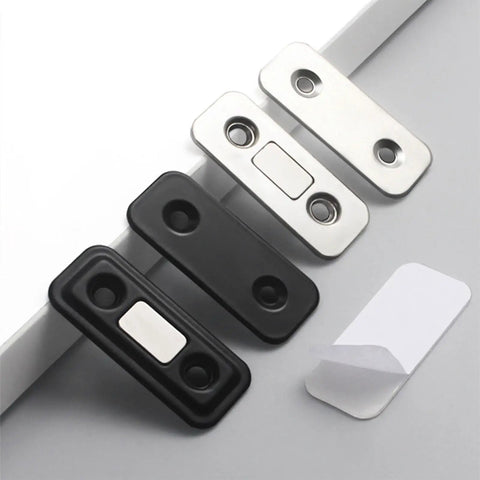 Ultra Thin Magnetic Cabinet Catches With Invisible Door Stops Side Mount Drawer Latch With Metal Adhesive Or Screws No Drill