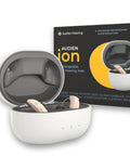 Wireless Rechargeable OTC Hearing Aid for Seniors and Adults Ultra Comfortable Design in charging case with packaging