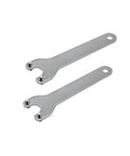 Top Shelf Two Pack Angle Grinder Wrench Compatible With DeWalt Side Spanner For D28112 And D28114 Heavy Duty Power Tool Replacement Accessory Quick Swap Fit, two silver wrenches.