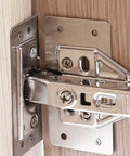 Stainless Steel Hinge Repair Plates Kit With Ten Thickened Metal Mending Brackets With Holes For Cabinets And Furniture Wardrobes And Home Use Easy Do It Yourself Installation mounted on wood