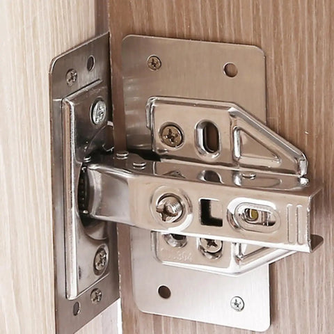 Stainless Steel Hinge Repair Plates Kit With Ten Thickened Metal Mending Brackets With Holes For Cabinets And Furniture Wardrobes And Home Use Easy Do It Yourself Installation mounted on wood