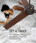52 Inch Ceiling Fan With Lights And Remote For Indoor Use, Modern Walnut Finish, displaying fan with remote setting details