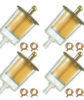 4 Pack 5/16 Inch Inline Fuel Filters With Built In Magnets And 8 14mm Hose Clamps For Motorcycles Cars And Trucks Replacement Kit HE007