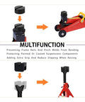 3 Ton Universal Rubber Jack Pad Adapters Set For Jack Stands, Round Type And V Type Slotted Frame Rail Protectors in use