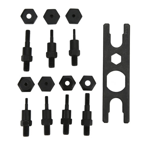 Interchangeable mandrels and wrench from All In One Manual Hand Rivet Nut Tool Kit With Interchangeable Mandrels M3 M4 M5 M6 For Auto Body And Marine Projects, Thread Insert Tool Set, Rugged Pro Grade Carry Case, Wrench, And Essential Fastening Accessories