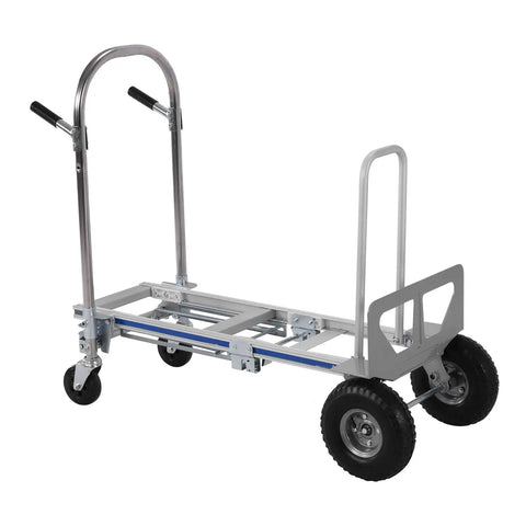 Heavy Duty Stair Climbing Cart With Smooth Tri Wheel Design For Crushing Heavy Moves And Furniture Hauls No Sweat Rolling Platform Truck showing aluminum frame and durable wheels.