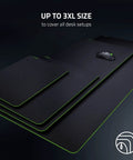 Gigantus V2 XXL cloth gaming mouse pad with thick high density foam and non slip base, classic black, shown in multiple sizes.