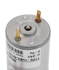 View of the top of a 12V Miniature DC Diaphragm Vacuum Pump with electrical terminals and label details.