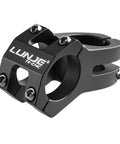 Short 45mm MTB Bike Stem for 25.4 and 31.8 Clamp, 4 Bolt Aluminum Handlebar Stem With 28.6 Steerer, Black side view