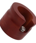 Red Solid Wood Espresso Portafilter Holder And Tamping Station Precision Slot with metal adjustment knob for 58mm filters.