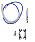 Premium Slick Pneumatic Die Grinder Pen Delivering Low Vibration And No Sweat Control At 70000RPM With Flexible Hose For Tight Spaces Metal Wood Engraving Kit components including die grinder pen, flexible hose, and attachments.