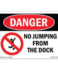Dock Safety Sign No Jumping From The Dock Durable 10 Inch By 7 Inch Rigid Plastic Warning Sign For Construction Site Warehouse Shop Floor Protection Made In USA, danger sign