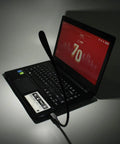 Dimmable USB Keyboard Light With Flexible Gooseneck, illuminated laptop keyboard, slim black design for reading and work, three brightness levels.