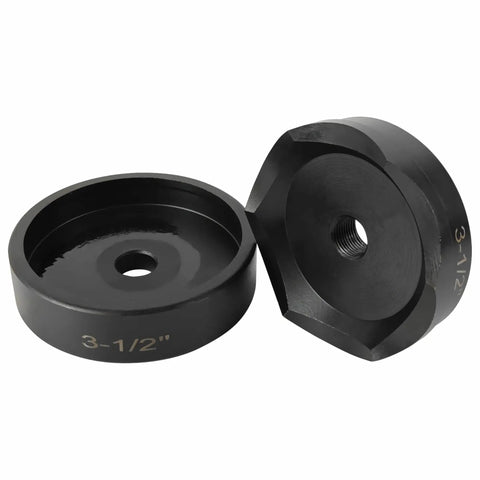 Three And A Half Inch Conduit Punch And Die Set For Hydraulic Knockout Driver With Three Quarter Inch 16UN Threads, Black Oxide Finish