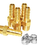 5 Piece Hose Barb Fittings Kit One Quarter Inch Barb To One Quarter Inch NPT Male Brass Adapter Connector With Hose Clamp