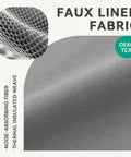 Close-up of gray faux linen fabric with thermal insulation for NFPA701 Flame Retardant Blackout Curtain Set, OEKO-TEX certified.
