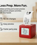Kids Mini Thermal Printer With Screen Preview For Party Cards And Coloring Pages No Sweat Inkless Printing Gadget For Sweet Diy Gift Tags And Awesome Family Creativity Session displaying a red handheld unit with preview screen.