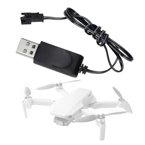 USB Charging Cable 3.7V 500mA Output SM2P for RC Cars and Drones Battery Accessory With LED shown with drone model