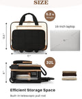 Wheeled Laptop Bag For Women 16 Inch Rolling Briefcase Water Resistant And Stylish Carry On Luggage With Wheels Ideal For Work Travel And Business Beige Brown showing dimensions and storage