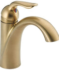 Lahara Brushed Gold Bathroom Faucet for 1 Hole Sink, Champagne Bronze finish, single lever handle, sleek modern design