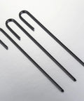 Extra Heavy Duty UJ Hook Rebar Ground Anchors Twelve Inch Long By One Quarter Inch Diameter Rust Proof Coated Steel For Garden Tent And Trampoline Fifty Pieces J Hook For Outdoor Use To Secure Tents Canopies Play Equipment In Wind.