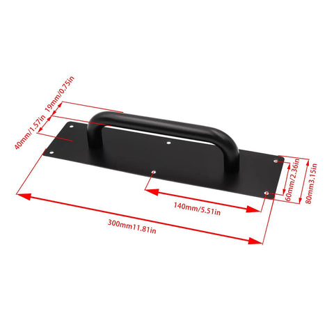 Large Slick Black Stainless Steel Heavy Duty Barn Door Pulls 2 Pack Pull Push Plate Handles For Wooden Or Composite Doors With Mounting Screws 11.81 Inches By 3.15 Inches, size marked 300mm x 80mm