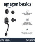 Front Door Lock Set With Tulip Knob Handleset In Matte Black Exterior Single Cylinder Lock And Level Handle Universal Fit For Doors