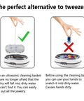 Comparative image showing Heavy Duty Stainless Steel Ultrasonic Cleaning Baskets With Bulletproof Fine Mesh Bottoms for secure tiny parts.