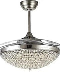 42 Inch Retractable Ceiling Fan With LED Light, Remote, Dope Quiet Copper Motor, 4 Invisible Clear ABS Blades, Indoor Setup