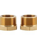 Two piece set of Beefy Brass Reducer Hex Bushing One Inch NPT Male To Three Quarter Inch NPT Female Pipe Fitting Heavy Duty Brass Adapter