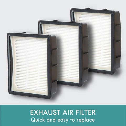 Three K3010 HEPA Replacement Filters 3 Pack for Upright Vacuums Compatible with Kenmore in black casing.