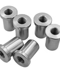 Heavy Duty Half Inch X 13 Stepped Female Weld On Nuts With Extended Threads And Low Carbon Steel Chassis Tabs Built Tough As Nails For Rock Solid Frame Mods And Hassle Free Hardware Installations Including 6 Pieces in silver steel.