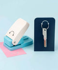 3 In 1 Hangtag Punch Kit with Portable Hole Punch and Rounded Corner Cutter shown with sample keychain display card