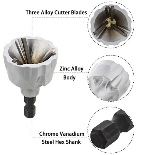 External Chamfer Deburring Tool With Hex Shank For Quick Thread Repair And Burr Busting Removal Heavy Duty Metal Deburring Drill Bit Set That Cleans Burrs Fast Fits 1/8 To 3/4 Inch 3mm To 19mm