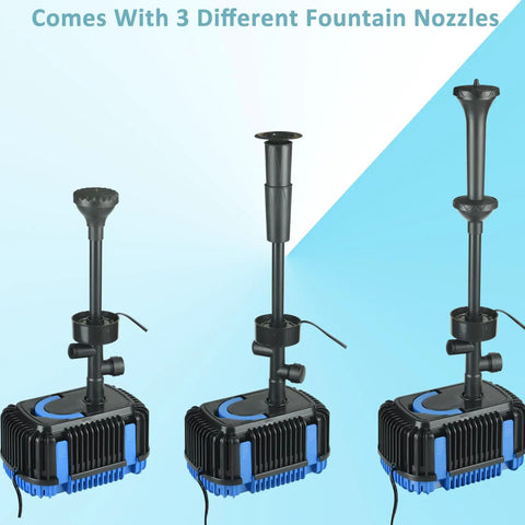Pond Filter With Pump And Fountain Kit With RGB Light For Outdoor Ponds No Fuss Setup Submersible Pump With 3 Water Patterns 660GPH.