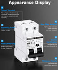 Solar Disconnect Switch 40 Amp Two Pole DIN Rail Mount Non Polarized Circuit Breaker For AC DC with features